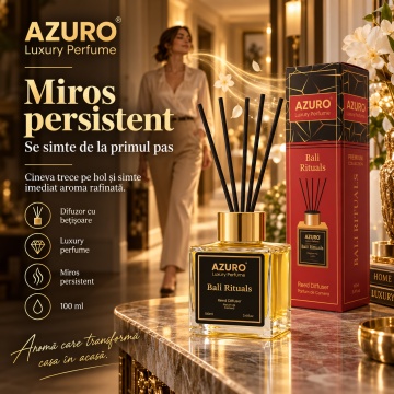 Odorizant Cameră Azuro Bali Rituals Luxury Perfume, Difuzor cu Bețișoare, Aromă Lemnoasă, Parfum Ambiental, 100 ml - Img 2
