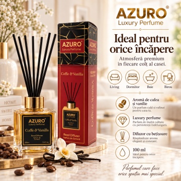 Odorizant Cameră Azuro Coffee & Vanilla Luxury Perfume – 100 ml - Img 2
