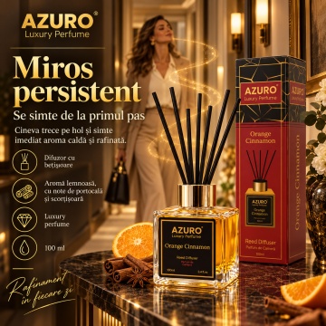 Odorizant Cameră Azuro Orange Cinnamon Luxury Perfume – 100 ml - Img 2