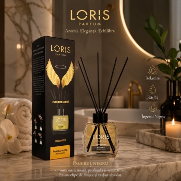 Odorizant de Cameră cu Bețișoare Parfumate Loris Îngerul Negru, 120 ml, Esență Black Angel, Miros Elegant și Persistent - Img 4