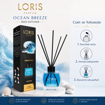 Odorizant de Cameră cu Bețișoare Parfumate Loris Ocean Breeze, 120 ml, Esență Marină Fresh, Miros Proaspăt și Persistent - Img 7