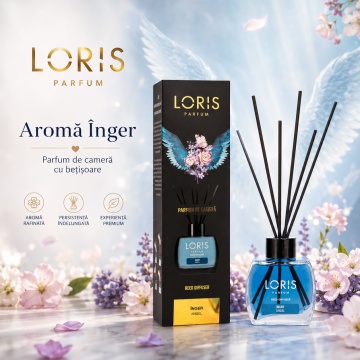 Odorizant de Cameră cu Bețișoare Parfumate Loris Parfum Înger, 120 ml, Esență Angel, Miros Plăcut și Persistent
