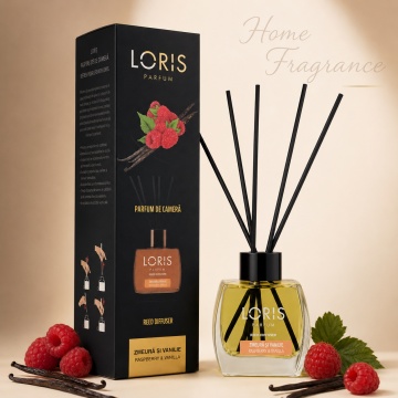 Odorizant de Cameră cu Bețișoare Parfumate Loris Zmeură și Vanilie, 120 ml, Esență Raspberry & Vanilla, Miros Dulce și Persistent - Img 6