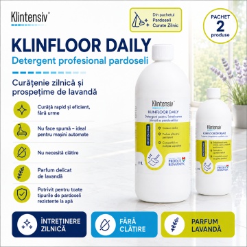 Pachet detergenti pardoseli Klintensiv Professional KLINFLOOR DEGREASE si KLINFLOOR DAILY, degresare profesionala si intretinere zilnica, 2x 1 L, 4x Sticker - Img 4