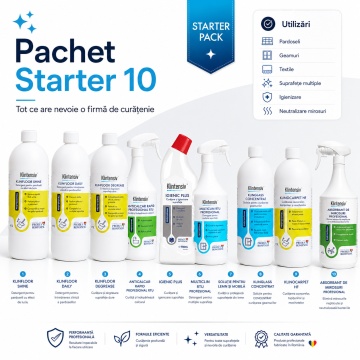 Pachet firma de curatenie Starter 10 Klintensiv Professional, detergenti pardoseli, anticalcar, Igienic Plus, multisuprafete, geamuri, mobilier, textile si mirosuri, 10 produse, 9.75 L, 4x Stickere - Img 4