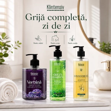 Pachet ingrijire completa Klintensiv – sapun lichid Verbina 500 ml, 500 ml + 400 ml - Img 4
