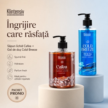 Pachet ingrijire corp Klintensiv – sapun lichid Cafea 500 ml si gel de dus hidratant Cold Breeze 400 ml, 500 ml + 400 ml - Img 4