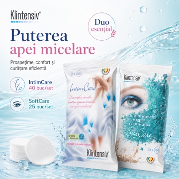 Pachet servetele umede Klintensiv, IntimCare pentru igiena intima 40 buc si servetele demachiante pentru fata 25 buc, 2 pachete, 65 servetele, 4x Stickere - Img 4