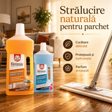 Pachet solutii curatenie Klintensiv, pentru pardoseli, parchet, gresie, marmura si granit Klintensiv, detergent concentrat fara clatire, parfum persistent, 2x 1 L, 4x Stickere - Img 3