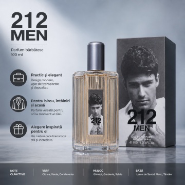 Parfum 212 Men, Apă de Parfum Bărbat, 100 ml, Inspirat din 212 Men Carolina Herrera - Img 7