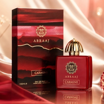 Parfum Arăbesc Abraaj Carmine Fragrance World 100 ml, Apă de Parfum Unisex, Damă și Bărbat, Aromă Aromatic Orientală cu Citrice, Condimente, Note Proaspete, Flori Albe, Lavandă, Note Calde, Cedru, Ambră și Mosc