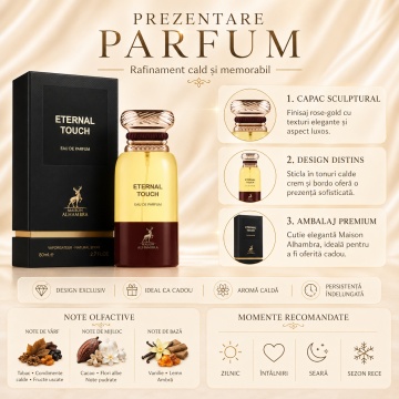 Parfum Arăbesc Alhambra Eternal Touch Maison Alhambra 80 ml, Apă de Parfum Unisex, Damă și Bărbat, Aromă Oriental Modernă, Inspirat Tobacco Vanille - Img 3