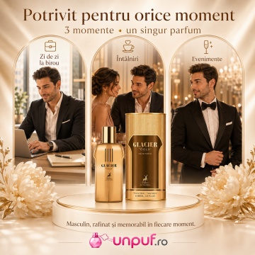 Parfum Arăbesc Alhambra Glacier Gold Maison Alhambra 100 ml, Apă de Parfum Bărbați, Aromă Oriental Ambrată, Inspirat Le Male Elixir - Img 6
