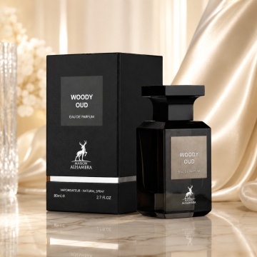 Parfum Arăbesc Alhambra Woody Oud Maison Alhambra 80 ml, Apă de Parfum Unisex, Damă și Bărbat, Aromă Oud Lemnos Condimentată, Inspirat Oud Wood