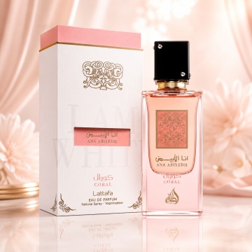 Parfum Arăbesc Ana Abiyedh Coral Lattafa 60 ml, Apă de Parfum Unisex, Aromă Floral Fructată cu Pepene Roșu, Piersică, Portocală, Cocos, Vanilie și Mosc