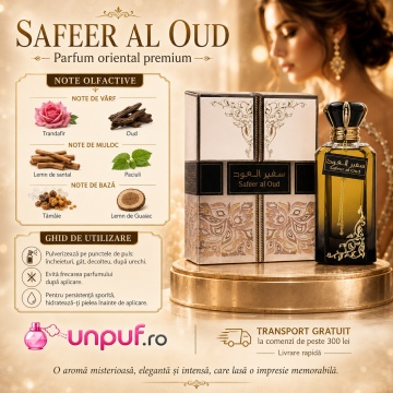 Parfum Arăbesc Ard Al Zaafaran Safeer Al Oud 100 ml, Apă de Parfum Unisex, Damă și Bărbat, Inspirat Black Aoud, Aromă Oriental Oud Lemnoasă cu Bergamotă, Piper Roz, Șofran, Lemn de Santal, Tămâie, Trandafir, Oud, Patchouli, Ambră și Mosc - Img 9