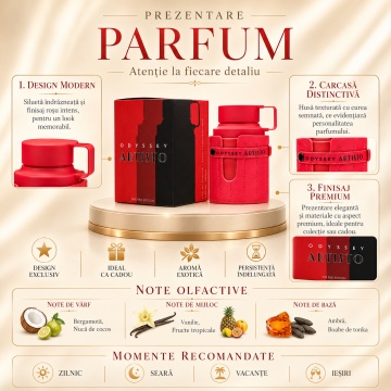 Parfum Arăbesc Armaf Odyssey Artisto 100 ml The Red Edition, Apă de Parfum Damă, Aromă Lemnos Aromatică, Exotică, Dulce și Memorabilă - Img 3