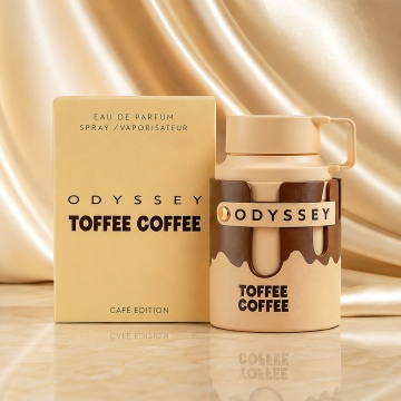 Parfum Arăbesc Armaf Odyssey Toffee Coffee 100 ml, Apă de Parfum Unisex Damă și Bărbat, Aromă Gurmand Dulce, Cafea, Caramel, Vanilie și Praline, Inspirată de Amore Caffe Mancera