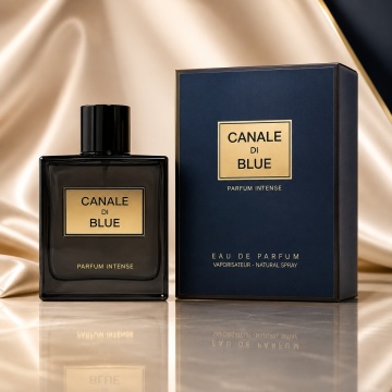 Parfum Arăbesc Canale Di Blue Parfum Intense Fragrance World 100 ml, Apă de Parfum Bărbați, Aromă Aromatică Fresh Lemnoasă cu Citrice, Grepfrut, Iasomie, Mentă, Piper Roz, Labdanum, Cedru, Lemn de Santal, Tămâie, Olibanum, Vetiver și Nucșoară
