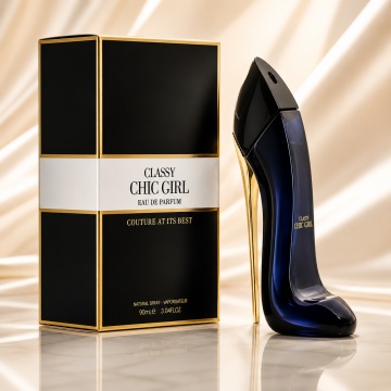 Parfum Arăbesc Classy Chic Girl Fragrance World 90 ml, Apă de Parfum Damă, Aromă Oriental Floral Gourmand cu Migdale, Bergamotă, Cafea, Floare de Portocal, Iasomie, Tuberoză, Tonka, Cacao, Lemn de Santal și Vanilie