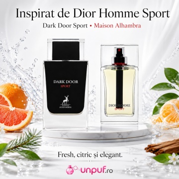 Parfum Arăbesc Dark Door Sport Maison Alhambra 100 ml, Apă de Parfum Bărbați, Inspirat Dior Homme Sport, Aromă Lemnos Condimentată Fresh cu Lămâie, Bergamotă, Aldehidă, Elemi, Piper Roz, Absint, Note Lemnoase, Tămâie și Ambră - Img 8