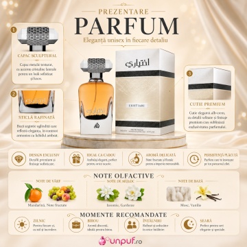 Parfum Arăbesc Ekhtiari Lattafa 100 ml, Apă de Parfum Damă, Aromă Aromatic Fougere cu Fructe, Mandarină, Gardenie, Iasomie, Boabe de Tonka, Mosc și Vanilie - Img 3