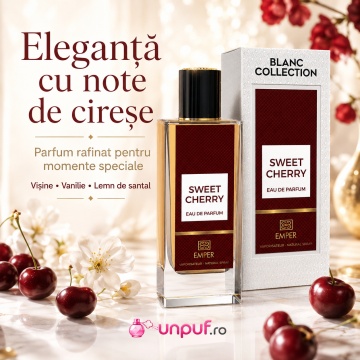Parfum Arăbesc Emper Blanc Collection Sweet Cherry 85 ml, Apă de Parfum Damă, Inspirat Lost Cherry, Aromă Fructat Gurmandă Dulce și Seducătoare cu Cireșe, Fructe Roșii, Migdale Amare, Lichior de Cireșe, Iasomie, Trandafir, Tonka, Lemn Dulce, Mosc și Vanil - Img 11