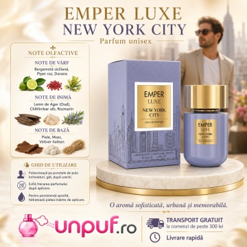 Parfum Arăbesc Emper Luxe New York City 100 ml, Apă de Parfum Unisex, Damă și Bărbat, Inspirat New York Giorgio Armani, Aromă Oriental Ambrată Fresh Woody cu Citrice, Condimente, Șofran, Rășini, Flori Albe, Note Balsamice, Cedru, Ambră, Mosc și Vanilie - Img 9