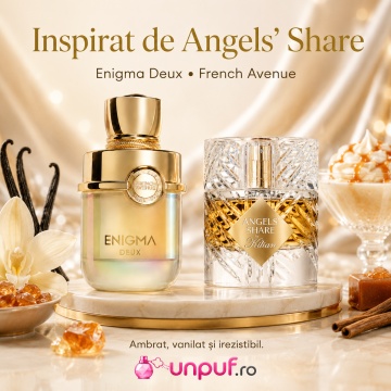 Parfum Arăbesc Enigma Deux Eau de Parfum 100 ml, Unisex, Damă și Bărbat, French Avenue, Inspirat Angel’s Share By Kilian, Aromă Oriental Citric Condimentată cu Grapefruit, Bergamotă, Piper Roz, Iasomie, Rom, Scorțișoară, Benzoin, Paciuli, Ambră și Vanilie - Img 8