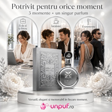 Parfum Arăbesc Fakhar Platin Lattafa Pride 100 ml, Apă de Parfum Bărbat, Aromă Aromatic Fougere cu Bergamotă, Cardamom, Piper Roz, Ghimbir, Guava, Lavandă, Palo Santo, Lemn de Santal și Tămâie - Img 6