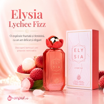 Parfum Arăbesc Fragrance World Elysia Lychee Fizz 100 ml, Apă de Parfum Damă, Aromă Fructată și Proaspătă cu Litchi, Măr Roșu, Coacăze Negre, Zahăr, Lămâie, Violetă, Citrice, Flori Albe, Lavandă, Ambră și Mosc - Img 10