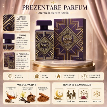 Parfum Arăbesc Fragrance World Intro Aftermath 80 ml, Apă de Parfum Unisex, Damă și Bărbat, Aromă Oriental Condimentată Ambrată cu Piper, Rom, Scorțișoară, Patchouli, Davana, Tutun, Ambră, Lemn de Santal și Vanilie - Img 3
