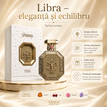 Parfum Arăbesc Genesis Libra French Avenue 90 ml, Apă de Parfum Unisex, Damă și Bărbat, Inspirat Carmina Creed, Aromă Aromatic Orientală Elegantă cu Cireșe, Trandafir, Violetă, Citrice, Condimente, Flori Albe, Lavandă, Ambră, Note Pudrate, Lemn de Cedru, - Img 5