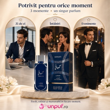 Parfum Arăbesc Hayaati Al Maleky Lattafa 100 ml, Apă de Parfum Bărbat, Aromă Lemnos Aromatică cu Bergamotă, Ghimbir, Nucșoară, Piper Roz, Cedru, Labdanum, Tămâie, Ambră și Mosc - Img 6