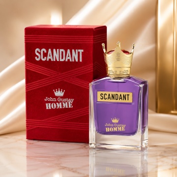 Parfum Arăbesc John Gustav Homme Scandant Eau de Parfum 100 ml, Bărbat, Aromă Oriental Lemnos Gourmand cu Mandarină, Piper, Salvie, Tonka, Caramel, Lavandă, Ambră, Lemn Cald și Vetiver