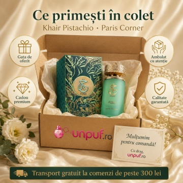 Parfum Arăbesc Khair Pistachio Paris Corner 100 ml, Apă de Parfum Unisex Damă și Bărbat, Aromă Gurmandă, Dulce, Cremoasă și Memorabilă, cu Fistic, Înghețată, Bergamotă, Alune, Rom, Cardamom, Frișcă, Bezea, Tonka, Cacao, Cedru și Lemn de Santal, Inspirată - Img 4