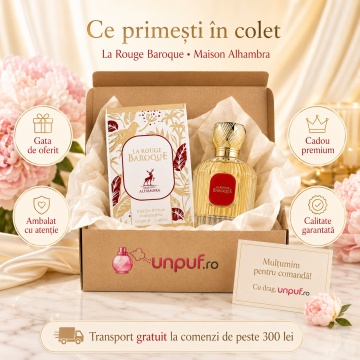 Parfum Arăbesc La Baroque Rouge Maison Alhambra EDP 100 ml Unisex, Inspirat Baccarat Rouge 540, Aromă Oriental Florală cu Șofran, Iasomie, Amberwood, Ambergris, Rășină de Brad și Cedru - Img 4