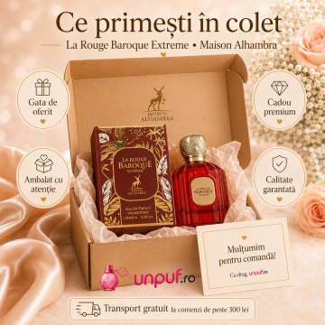 Parfum Arăbesc La Rouge Baroque Extreme Maison Alhambra EDP 100 ml Unisex, Inspirat Baccarat Rouge 540 Extrait, Aromă Oriental Florală cu Șofran, Migdală Amară, Iasomie, Cedru, Ambergris, Mosc și Ambră - Img 4