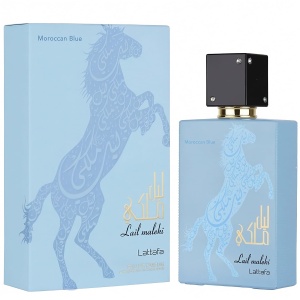 Parfum Arăbesc Lail Maleki Moroccan Blue Lattafa 100 ml, Apă de Parfum Bărbat, Aromă Lemnos Aromatică cu Bergamotă, Citrice, Ambră, Mosc, Note Florale, Oud, Lemn de Santal și Paciuli - Img 10