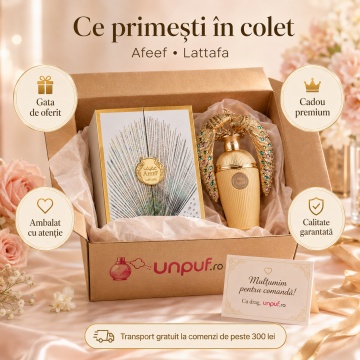 Parfum Arăbesc Lattafa Afeef 100 ml, Apă de Parfum Unisex, Aromă Lemnos Florală cu Bergamotă, Piersică, Piper Roz, Iasomie, Tuberoză, Ambră și Pralină - Img 4