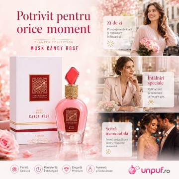 Parfum Arăbesc Lattafa Candy Rose 100 ml, Apă de Parfum Damă, Aromă Florală cu Trandafir, Mosc și Ambră - Img 6