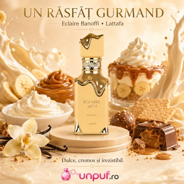 Parfum Arabesc Lattafa Eclaire Banoffi EDP 100 ml Unisex, Damă și Bărbat, Aromă Gurmandă cu Banană, Caramel, Vanilie și Mosc - Img 6
