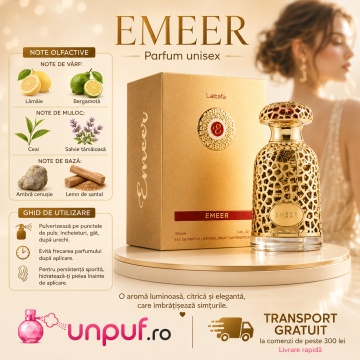 Parfum Arăbesc Lattafa Emeer 100 ml, Apă de Parfum Unisex, Aromă Citrică, Aromatică și Lemnoasă - Img 9