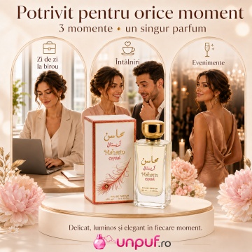 Parfum Arăbesc Lattafa Mahasin Crystal 100 ml, Apă de Parfum Unisex, Damă și Bărbat, Aromă Fructat Florală cu Măr, Coacăze Negre, Frezie, Tangerină, Iasomie și Bergamotă - Img 6