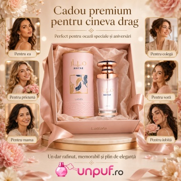 Parfum Arabesc Lattafa Mayar EDP 100 ml Damă, Aromă Floral Fructată cu Litchi, Zmeură, Trandafir, Bujor, Violetă și Mosc - Img 6