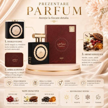 Parfum Arăbesc Lattafa Nebras 100 ml, Apă de Parfum Unisex, Aromă Oriental Gurmandă cu Fructe de Pădure, Vanilie, Cacao și Tonka - Img 3