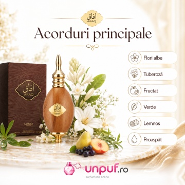 Parfum Arăbesc Lattafa Pride Afaq EDP 100 ml Bărbat, Aromă Orientală cu Coacăze Negre, Pară, Iasomie, Tuberoză, Cashmeran și Lemn de Santal - Img 4