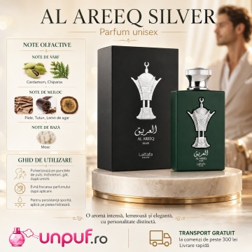 Parfum Arăbesc Lattafa Pride Al Areeq Silver 100 ml, Apă de Parfum Unisex, Aromă Orientală cu Grapefruit, Ghimbir, Vetiver, Mosc, Ambroxon și Lemn de Santal - Img 9