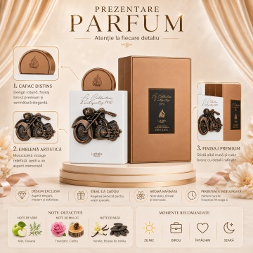 Parfum Arăbesc Lattafa Pride La Collection 1910 Bike 100 ml, Apă de Parfum Damă, Aromă Caldă Elegantă cu Măr, Davana, Trandafir, Cedru, Vanilie și Boabe de Tonka - Img 3