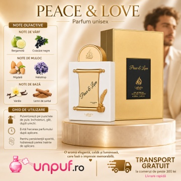 Parfum Arăbesc Lattafa Pride Peace & Love 100 ml, Apă de Parfum Damă, Aromă Elegantă Catifelată cu Bergamotă, Coacăze Negre, Migdală, Heliotrop, Vanilie și Lemn de Santal - Img 9